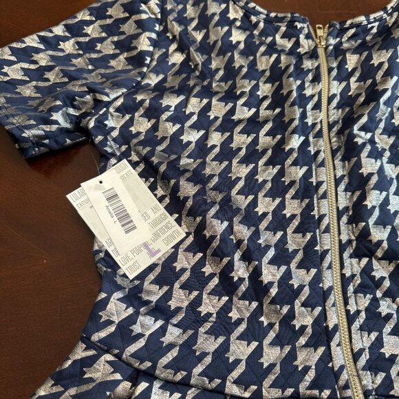 LuLaRoe Amelia Dress Elegant Collection Navy Silver NEW with tags size L - Picture 11 of 15